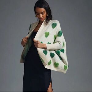 Look by M New York Green Heart Sweater Anthropologie one size